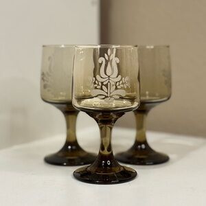 Vintage Mid Century Amber Cordial Glasses (Set of 3)